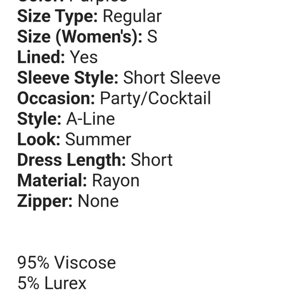 NWT Raga Womens Dress Purple Golden Dot Tie-Neck Flutter Sleeve mini S. 💜 - Picture 4 of 4